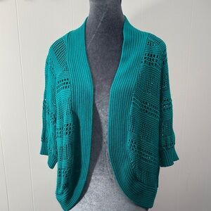 Liz Claiborne Teal Knit Open-Front Shrug
